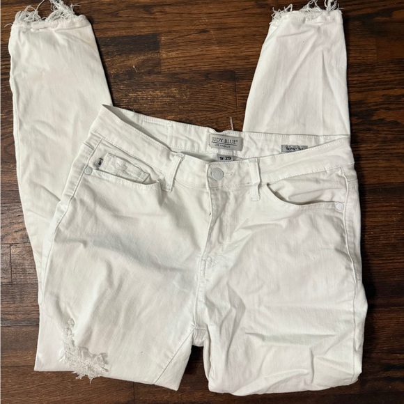 Judy Blue Denim - Judy Blue Women's Frayed Hem White Skinny Jeans Size 9